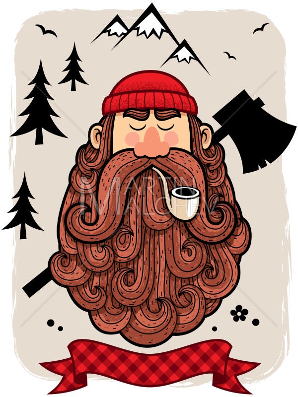 Lumberjack Vector Cartoon Illustration. Lumberman Woodsman Etsy