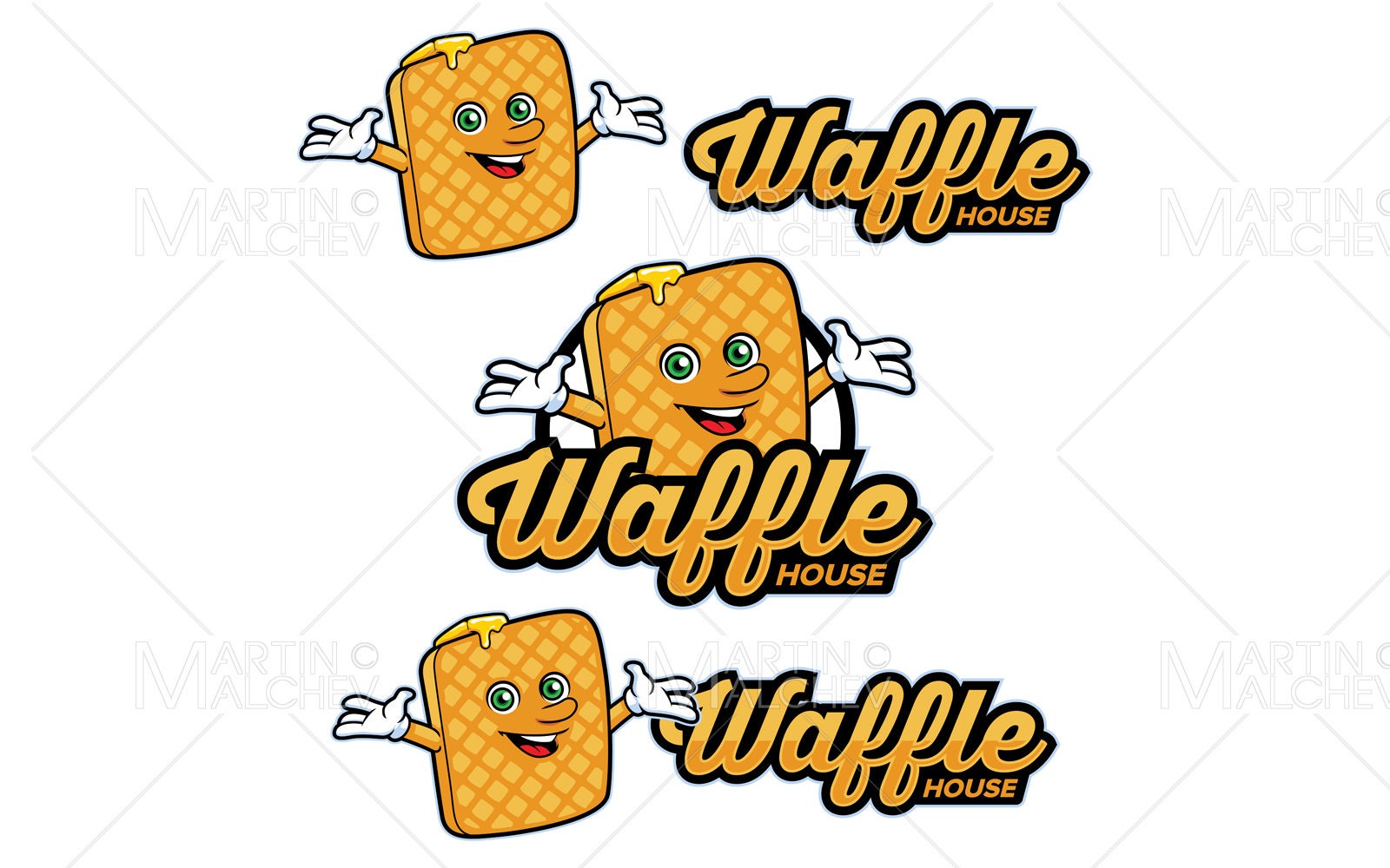 Waffle House Mascot Vector Illustration. Waffle, Waffles, Breakfast