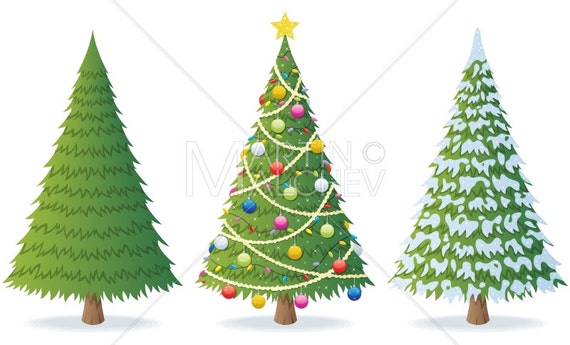 Weihnachtsbaum Vektor Cartoon Clipart Illustration Tanne Etsy