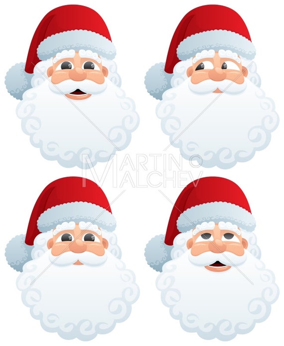 vecteur illustration Père Noël claus avec barbe et rouge casquette