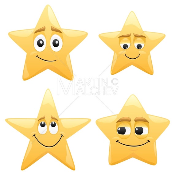 Sterne Vektor-Cartoon-Illustration. Stern, Gesicht, glänzend, Lächeln,  Lächeln, Smiley-Gesicht, Spaß, glücklich, niedlich, Zeichen, Symbol,  Design-element -  Schweiz