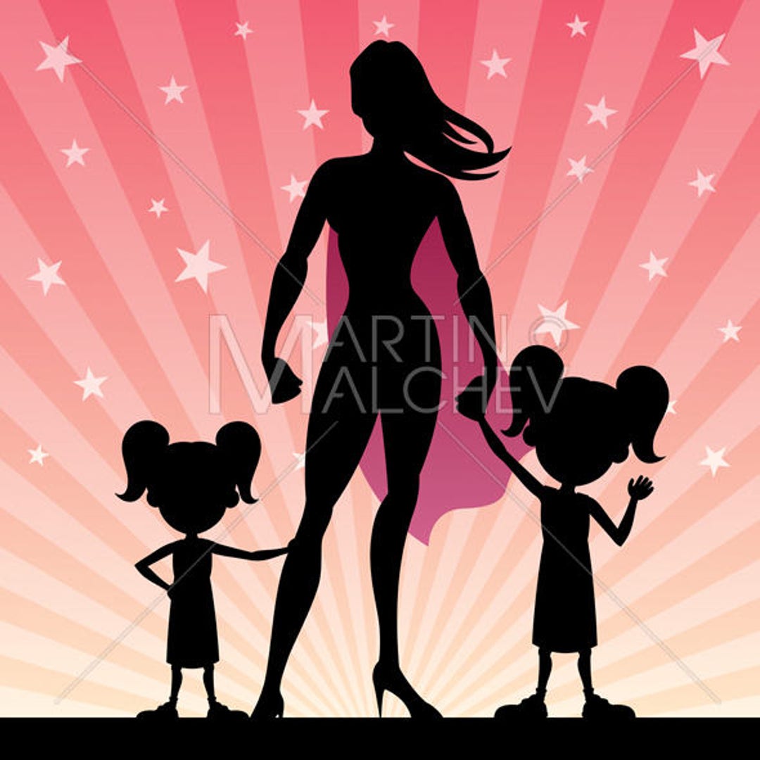 Super Mom Daughters Vector Cartoon Illustration. Mommy - Etsy Canada Super Mom Daughters Vector Cartoon Illustration. Mommy - Etsy Canada