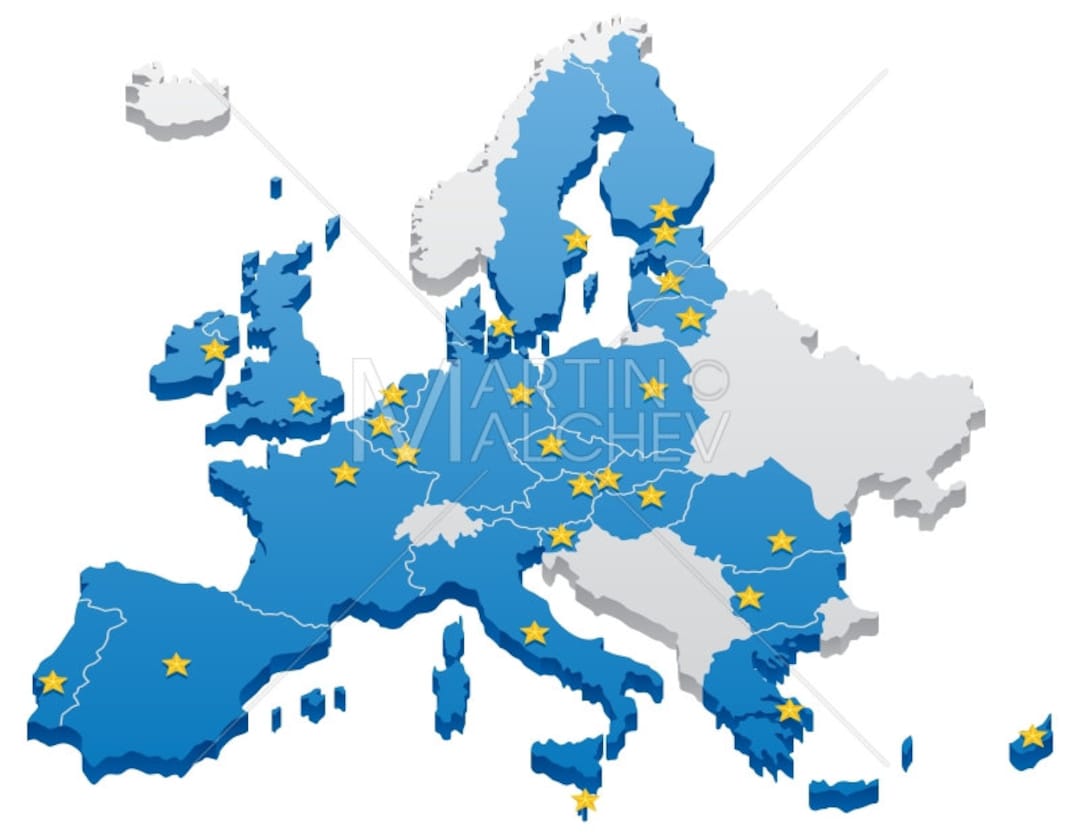 Mapa de la Unión Europea Ilustración de dibujos animados vectoriales ...