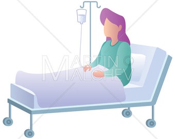 sick girl in hospital clipart