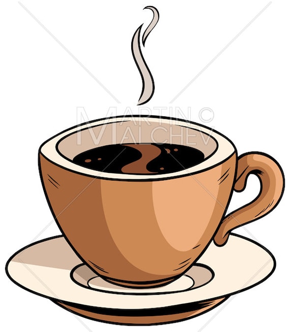 Taza de café en blanco Vector Ilustración taza, café, café, taza, caliente,  negro, aroma, vapor, humo, aislado, dibujos animados, -  México