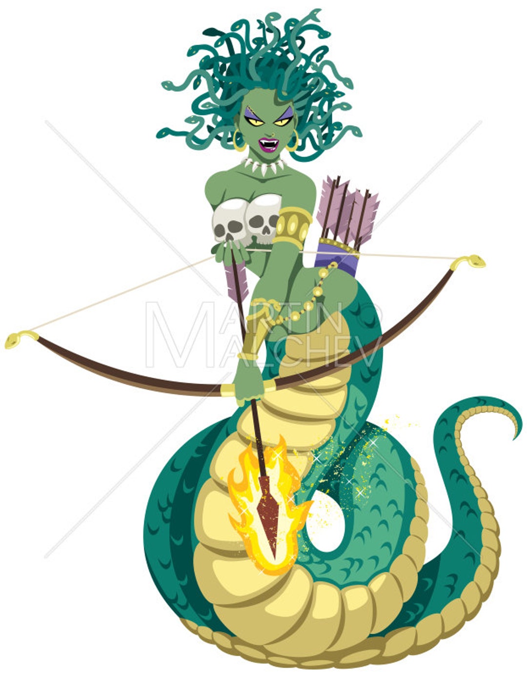 Gorgon Medusa Greek mythology, digital illustration Stock Illustration