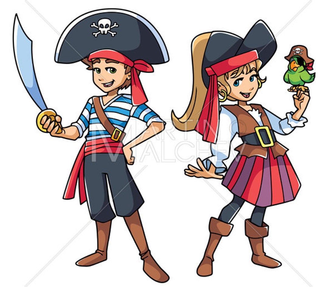 Pirate Kids Vector Cartoon Illustration. Boy Girl - Etsy Pirate Kids Vector Cartoon Illustration. Boy Girl - Etsy