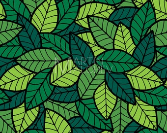 Leafs Seamless Pattern Spring - Vector Illustration. leaf, background, wallpaper, tile, tiled, floral, summer, texture, fabric, textile