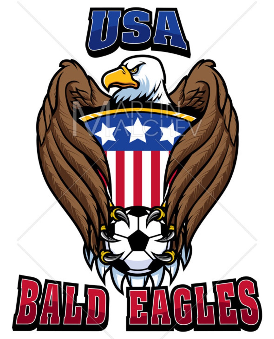 Bald Eagle Soccer Mascot Vector Illustration. American, American Eagle