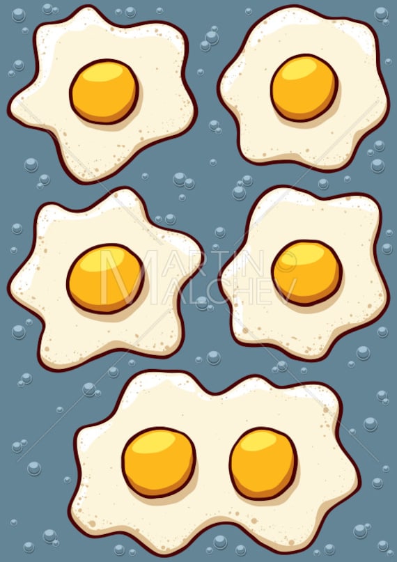 Huevos fritos Dibujos animados Vector Cartoon Illustration. - Etsy México