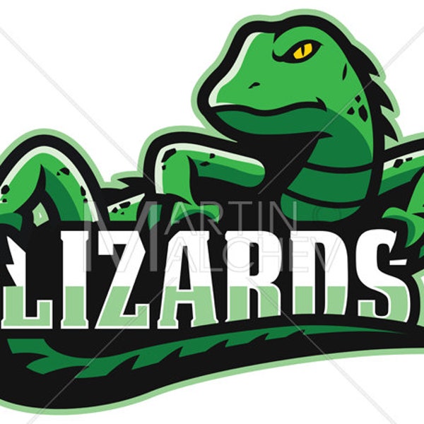 Lagarto Mascota Vector Ilustración lagarto, verde, reptil, mascota, equipo, deporte, juegos, símbolo, logotipo, signo, dibujos animados, personaje,