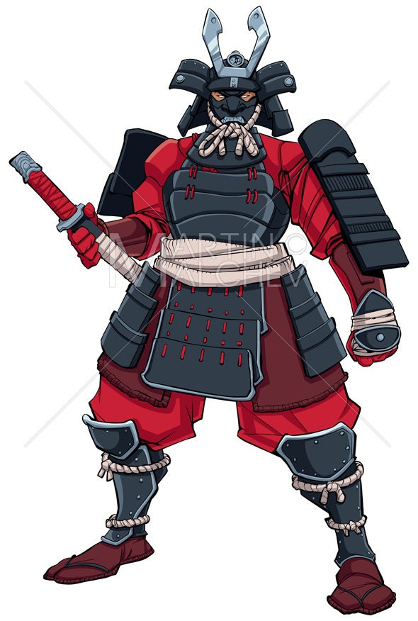 Premium Vector  Vector illustration of ronin samurai warrior with japanese  word means strength