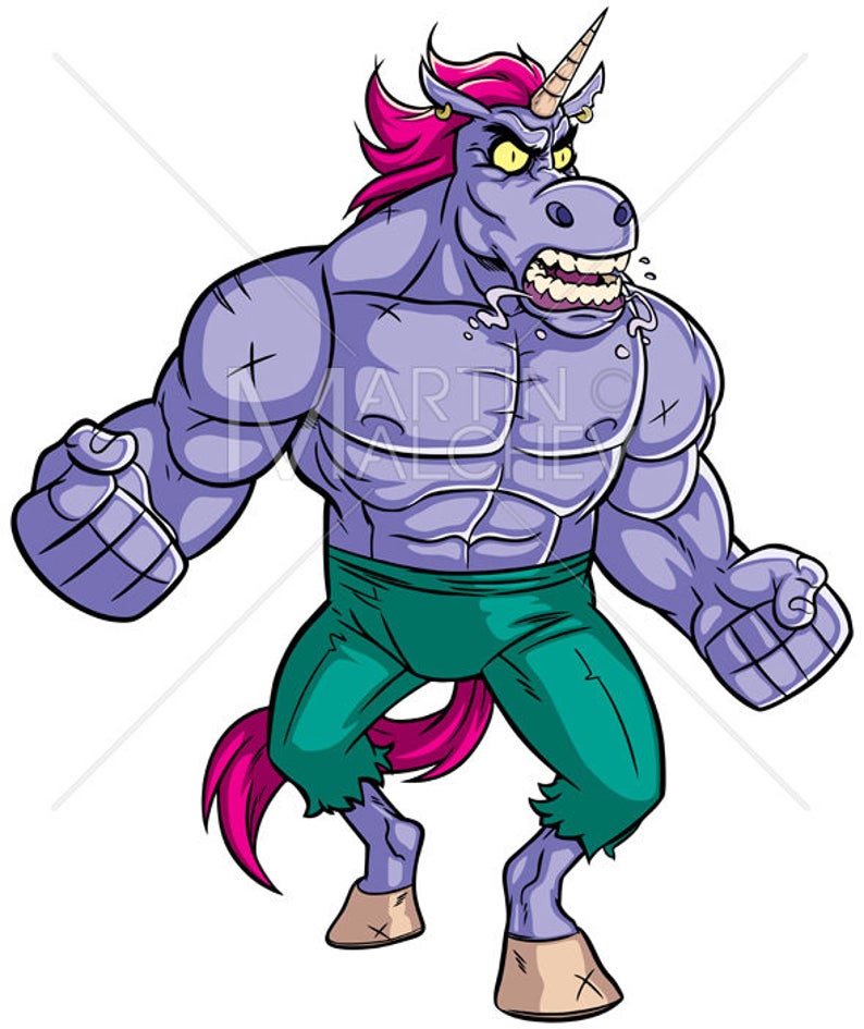 Download Unicorn Rage Vector Cartoon Clipart Illustration. stallion ...
