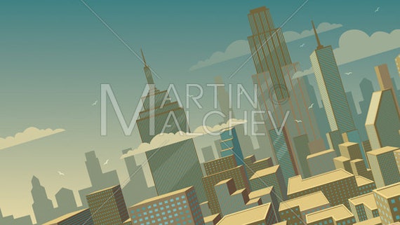 Dibujo animado inclinado Paisaje urbano Ilustración - Etsy México Dibujo animado inclinado Paisaje urbano Ilustración - Etsy México