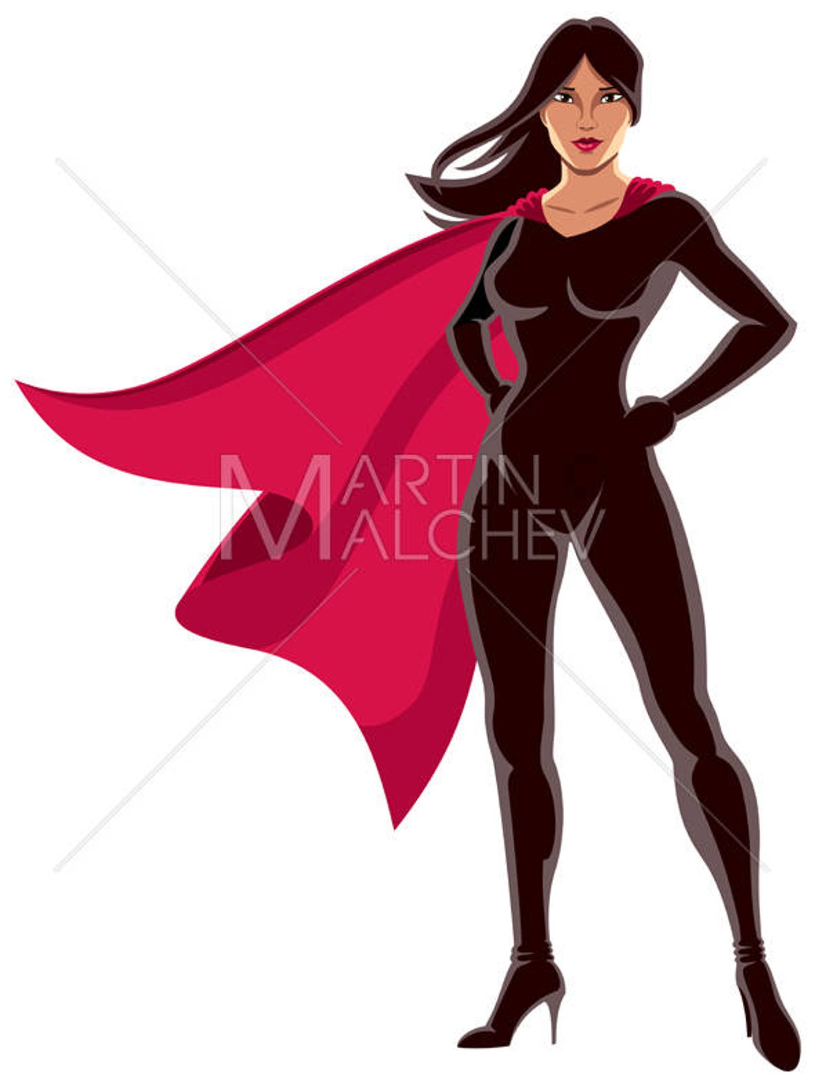 Super Heroine Asian Vector Clipart Illustration. superwoman | Etsy