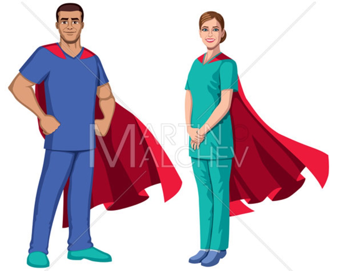 Nurse Superheroes on White Vector Illustration Nurse, Registered Nurse