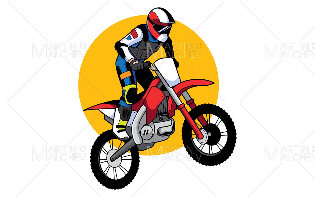 Vector Illustration of Motocross Rider or Racer Take a Turn and Overtake at  Race in Cartoon Style Full Color Stock Vector - Illustration of dangerous,  engine: 222424401