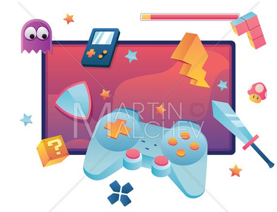 Online Video Games Concept Banner. E Sports In Internet. Computer Network  Games. Entertainment Technology. Gamepad Hovered Near Holographic Interface  And World Virtual Map. Web Gaming Communication. Royalty Free SVG,  Cliparts, Vectors, and