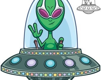 Alien Flying Saucer Vector Cartoon Illustration. Fly Ufo - Etsy Alien Flying Saucer Vector Cartoon Illustration. Fly Ufo - Etsy