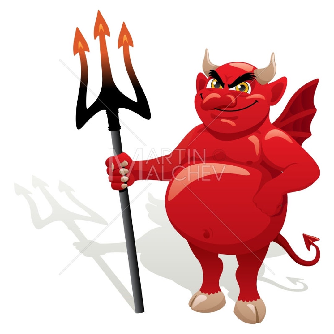 Devil Vector Cartoon Clipart Illustration. Satan, Demon, Deuce, Fiend