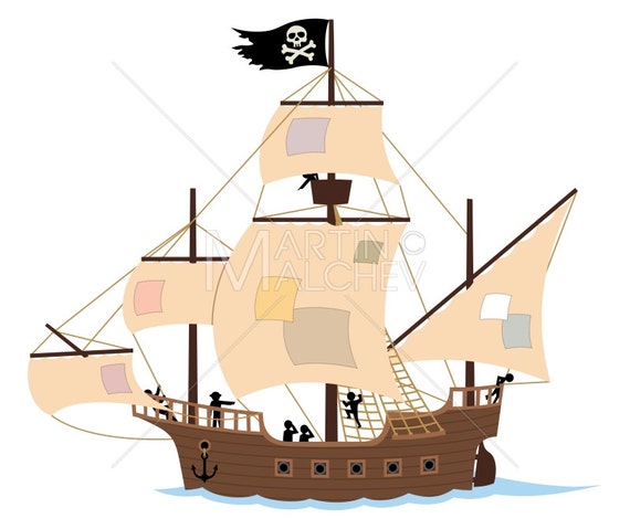 Pirate Ship on White Vector Cartoon Illustration. Sail - Etsy Ireland Pirate Ship on White Vector Cartoon Illustration. Sail - Etsy Ireland
