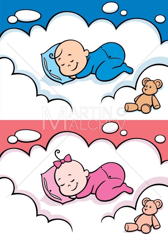 Bebe Qui Dort Vector Illustration De Dessin Anime Endormi Etsy