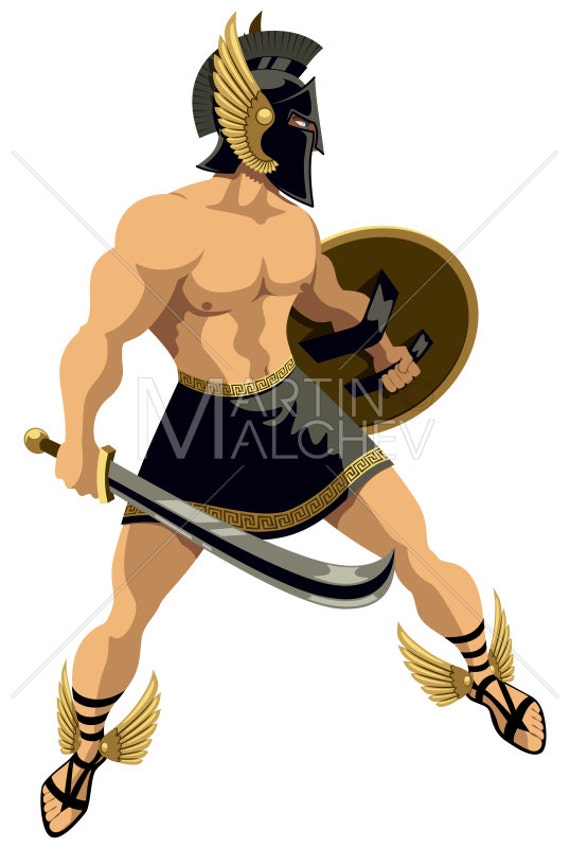 Persee Sur Fond Blanc Vector Illustration De Dessin Anime Etsy Canada