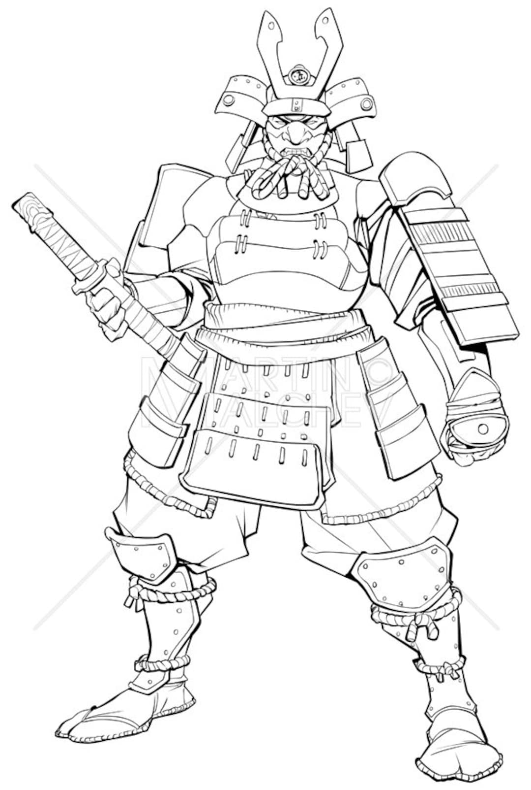 Ninja Warrior Coloring Page  Warrior drawing, Ninja art, Samurai drawing