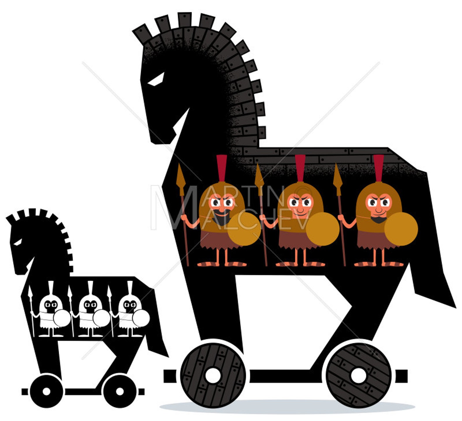 Caballo de Troya Ilustración de dibujos animados vectoriales. Griego ...