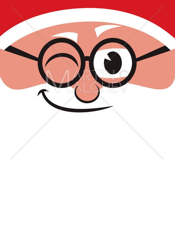 Santa Twarz Wektor Ilustracji Kreskówka Clipart Boże Narodzenie święty Mikołaj Tło Karta Z życzeniami Szczęśliwy Uśmiechnięty Mrugający Głowa