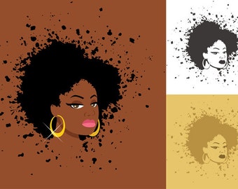 Afro - Vektor-Cartoon-Illustration. Frisur, Haare, Stil, Mädchen, Frau, sexy, hübsche, schöne, abstrakte, Afro-amerikanische, schwarz