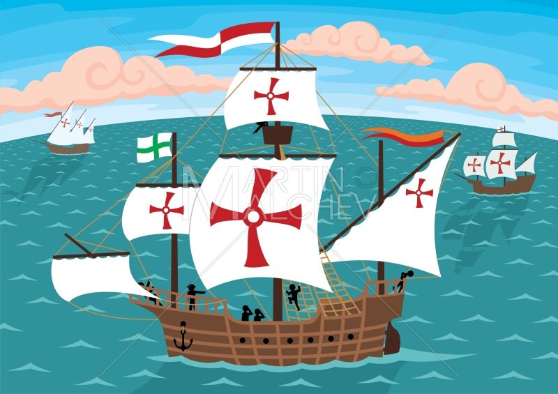 columbus schiffe vektor cartoon clipart illustration etsy de