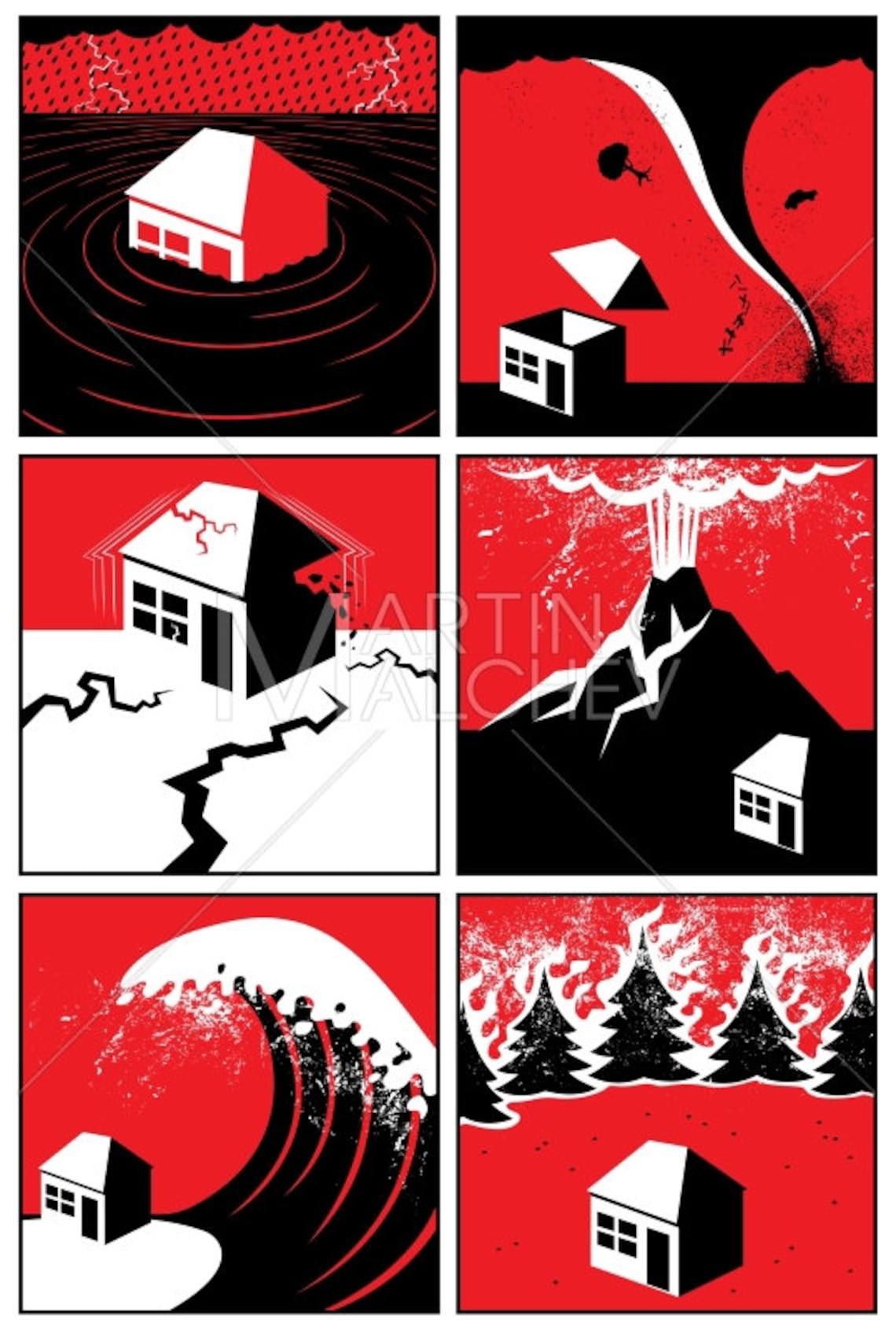 Natural Disasters Vector Illustration. Calamity, Nature, Destruction ...