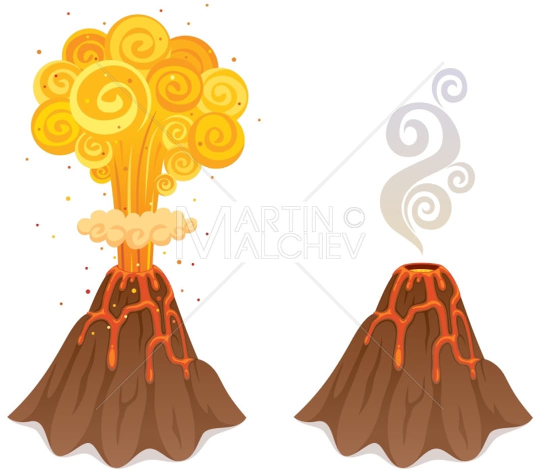 Volcano Vector Cartoon Clipart Illustration. Volcanic - Etsy