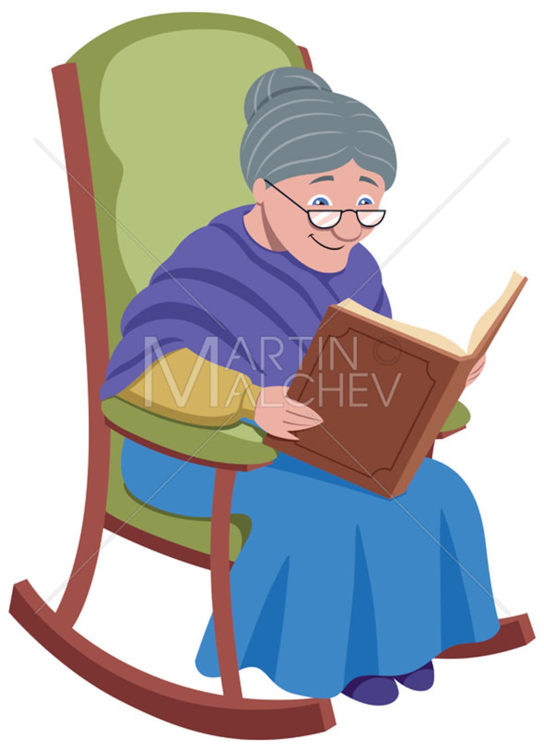 Buy Grandmother on White Vector Illustration. Granny Grandma Woman Old