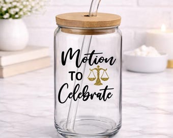 Motion to Celebrate Lawyer Can Glass, Law School Graduate Gift, Graduation Party Gift, Gift for New Lawyer, Passing The Bar Exam