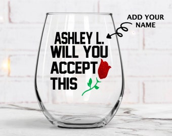 The bachelor wine glass, Stemless wine glass with funny saying, Mondays are for the bachelor wine glass, Funny bachelor themed wine glass