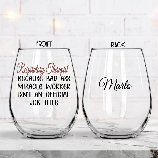 Respiratory Therapist Gift, Respiratory Therapist Wine Glass, RT Graduate, Funny Gifts for Respiratory Therapist Gift, RT Student