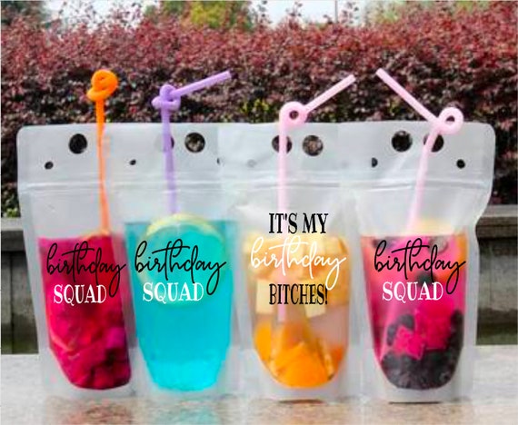 Adult Drink Pouches , Pool Party, Birthday Squad, Booze Bags