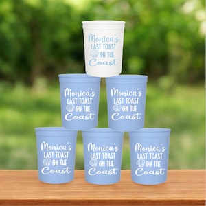 Last toast on the coast Bachelorette Cups, Beach Bachelorette Party, Coastal Bachelorette Party Gifts, Bridal Club Cups, Wedding Party Gifts