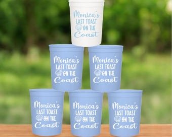 Last toast on the coast Bachelorette Cups, Beach Bachelorette Party, Coastal Bachelorette Party Gifts, Bridal Club Cups, Wedding Party Gifts