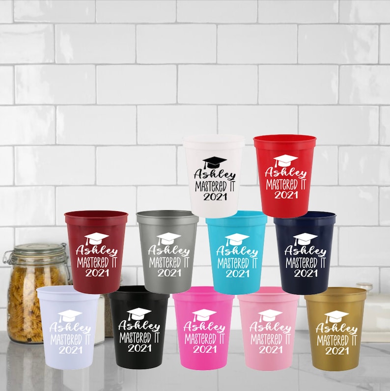 Mastered It Cup, Graduation Cup, Graduation Favor, Class Of 2025, Grad Cup, Graduation Favor Masters Degree Gift, Graduate Gift image 1