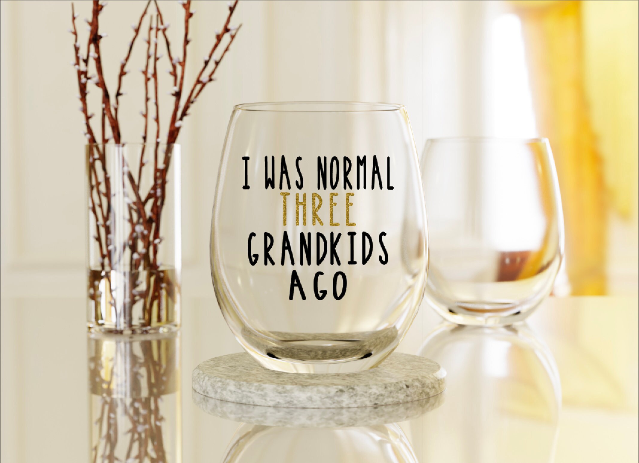 Grandma Wine Glass Gift For Grandma Normal 3 GrandKids Ago Etsy