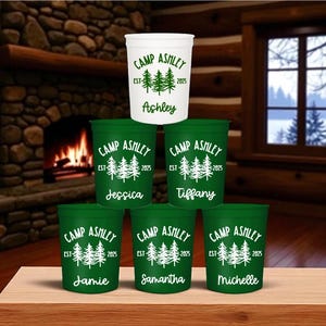Personalized Camp Bachelorette Party Cups: Lake & Cabin Theme