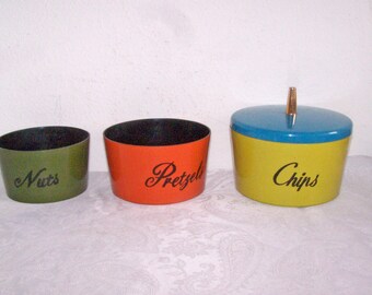 Chips Pretzels and Nuts 3 Piece Hard Plastic Snack Set