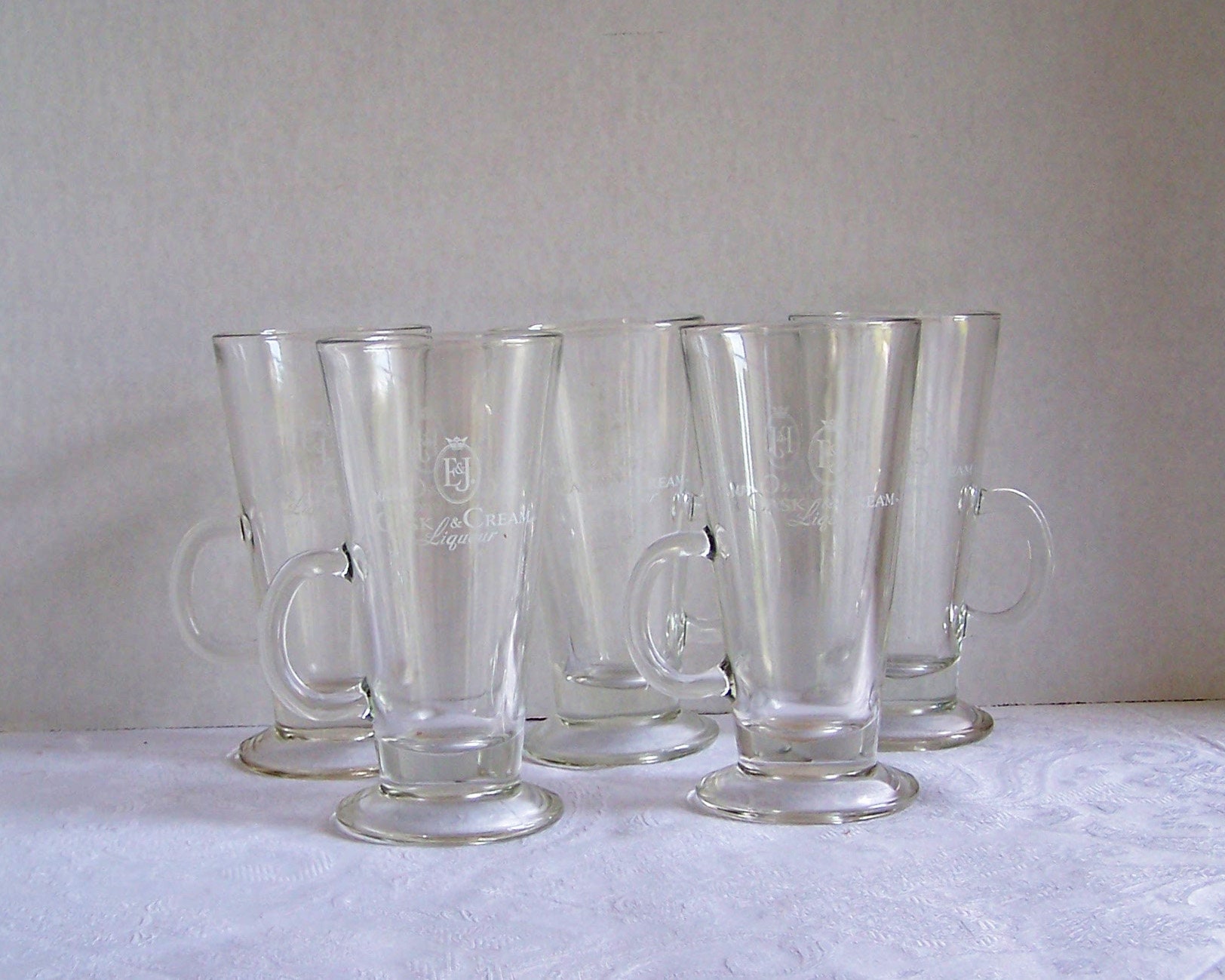 E & J Cask and Cream Liqueur 5 Glass Set Pedestal and Etsy