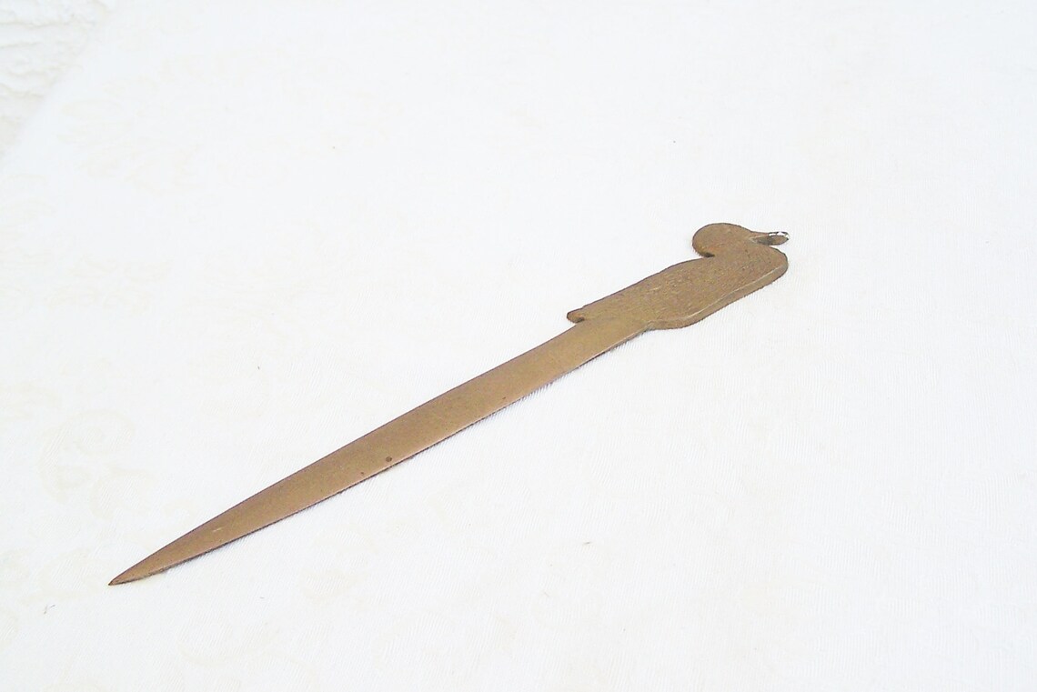 Duck Brass Letter Opener with a Large Feathered Marked Duck Etsy