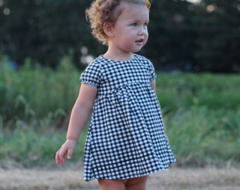 black and white gingham baby dress