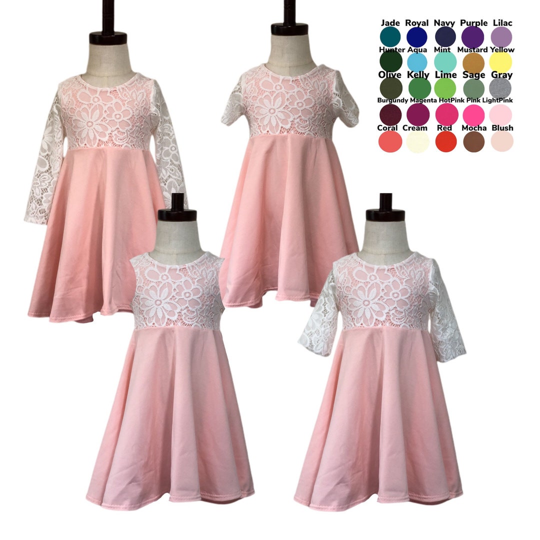 U-PICK COLOR and Sleeve Length LACE Detail Twirl Dress Twirl Dress Baby ...