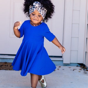 Royal Blue Cobalt Blue U-PICK style and sleeve length Peplum, Twirl dress, or HI LO Peplum   girls toddlers and baby